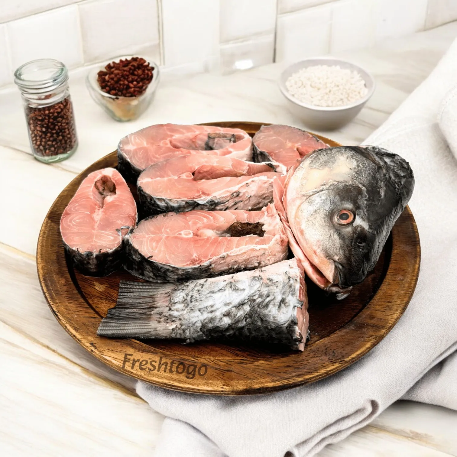 Freshwater Rohu (Rui) Medium - Whole Fish with Head(1kg - 1.2 kg)